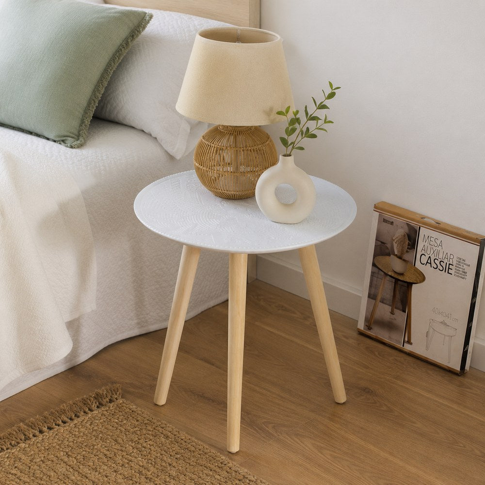 Modern Side Table | Durable Surface and Wooden Legs | Living Room and Bedroom
