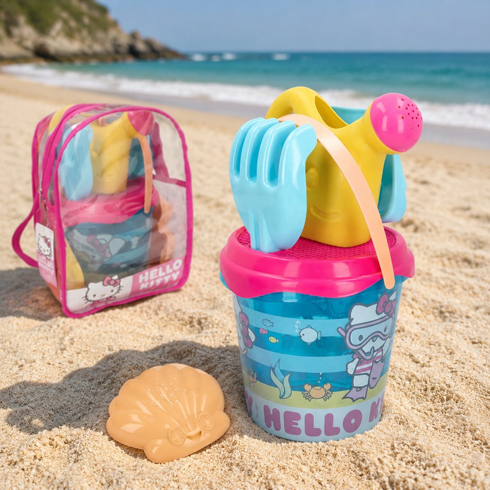 Hello Kitty Sandspielset | Eimer, Werkzeuge und Tasche | Strand und Garten +3 Jahre