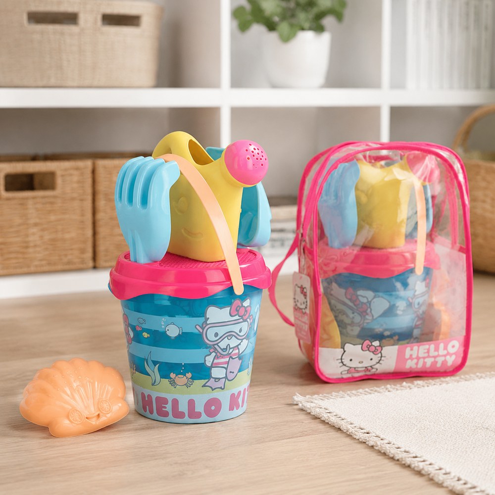 Hello Kitty Sandspielset | Eimer, Werkzeuge und Tasche | Strand und Garten +3 Jahre