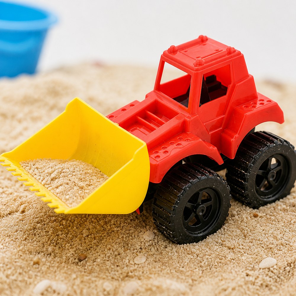 Spielzeugbagger mit funktionierenden Rädern | Robuster Kunststoff | Strand, Sand und Garten