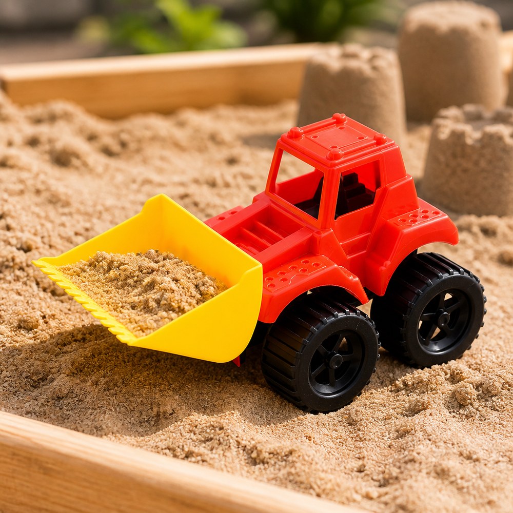 Spielzeugbagger mit funktionierenden Rädern | Robuster Kunststoff | Strand, Sand und Garten