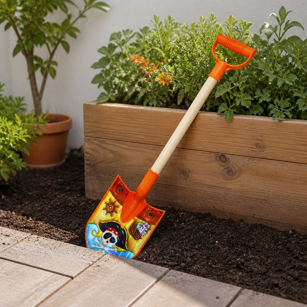 Piraten-Spielzeugschaufel | Holzgriff | Strand & Garten für Kinder