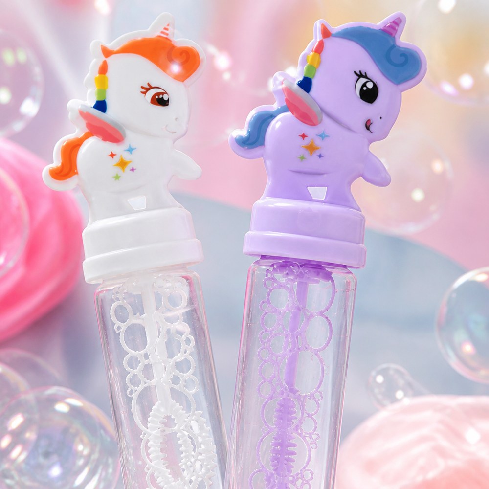 Einhorn-Blasstab | 2er-Pack mit 20 ml Flüssigkeit | Spielzeug für draußen +3 Jahre