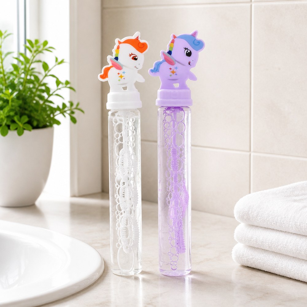 Einhorn-Blasstab | 2er-Pack mit 20 ml Flüssigkeit | Spielzeug für draußen +3 Jahre