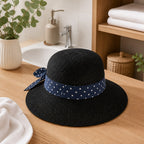 Strohhut mit dekorativem Knoten | Handgefertigt und biologisch abbaubar | Strand & Sommer