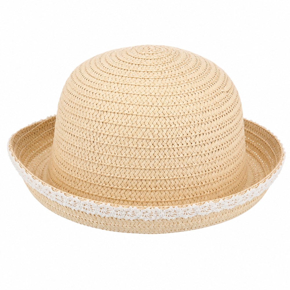 Strohhut mit Spitze | Elegant und Biologisch Abbaubar | Strand und Outdoor-Events