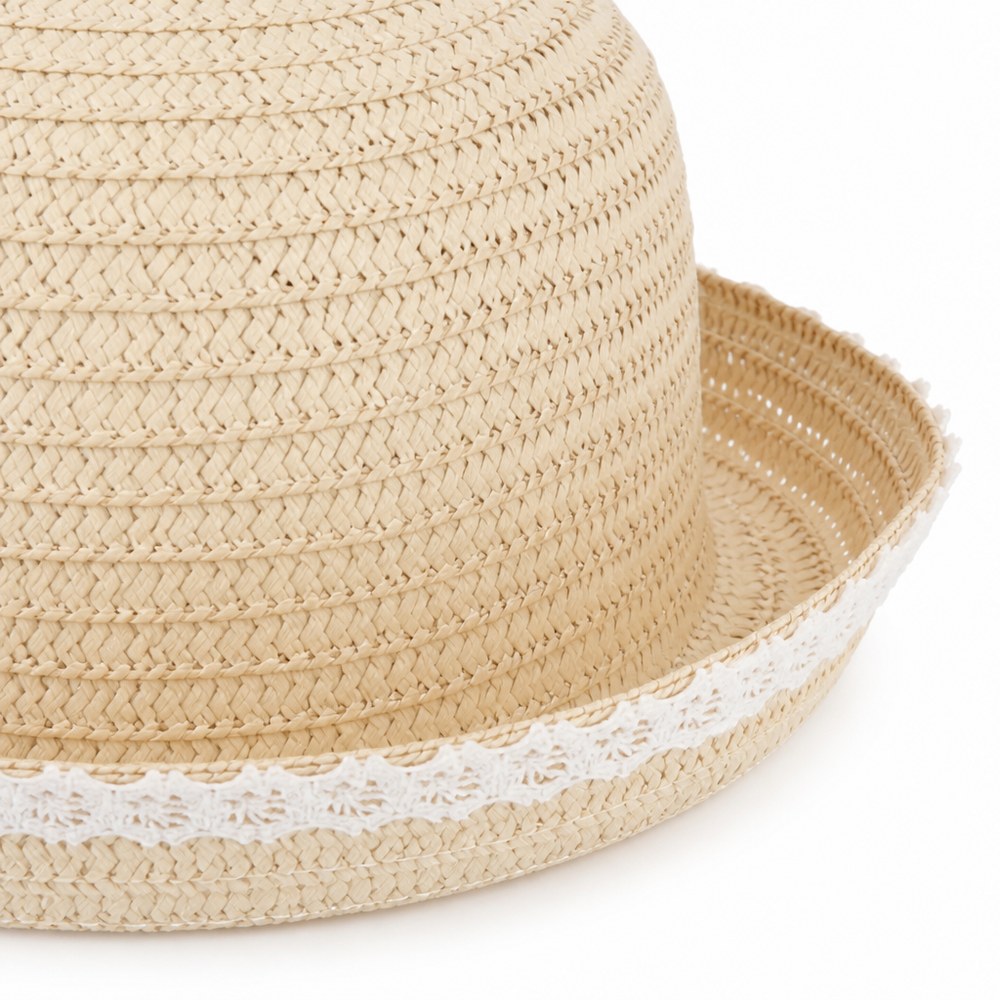 Strohhut mit Spitze | Elegant und Biologisch Abbaubar | Strand und Outdoor-Events