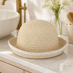 Strohhut mit Spitze | Elegant und Biologisch Abbaubar | Strand und Outdoor-Events