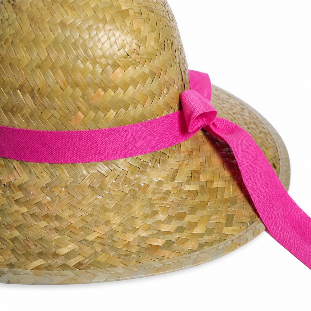 Strohhut mit rosa Zierband — Die feminine und natürliche Note für Strand und Sommer