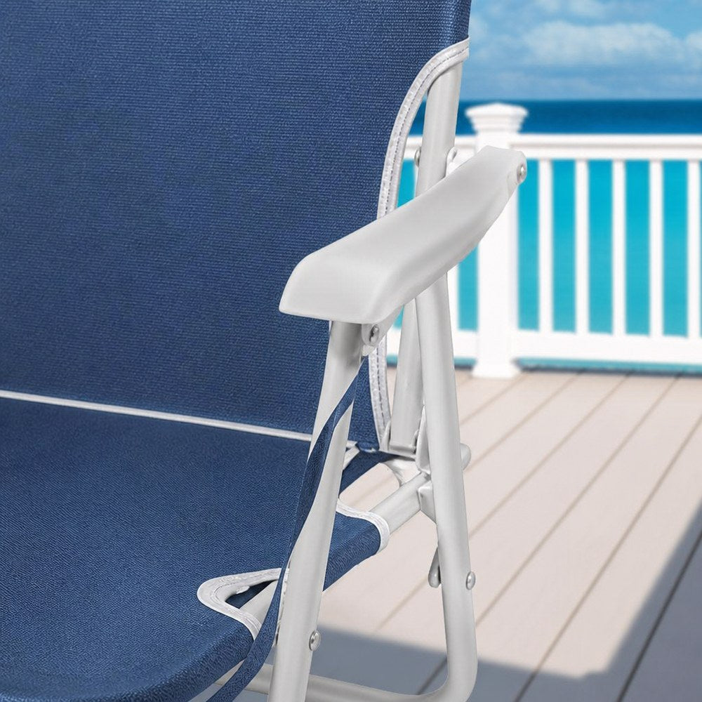Klappstuhl für den Außenbereich – Blau und Weiß / Grau | Strand, Camping und Terrasse