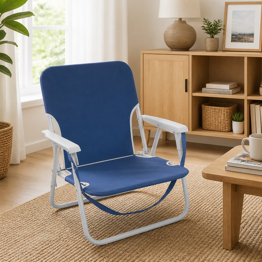 Klappstuhl für den Außenbereich – Blau und Weiß / Grau | Strand, Camping und Terrasse