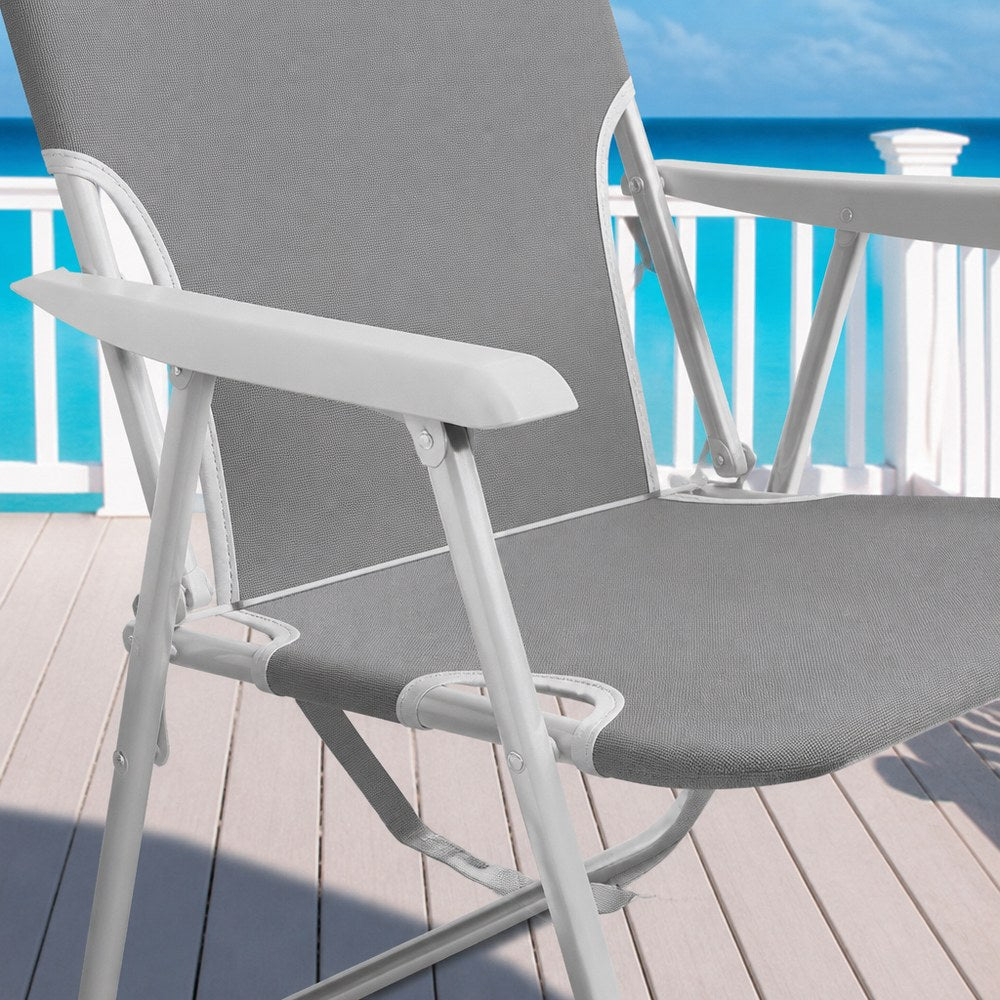 Klappstuhl für den Außenbereich – Blau und Weiß / Grau | Strand, Camping und Terrasse