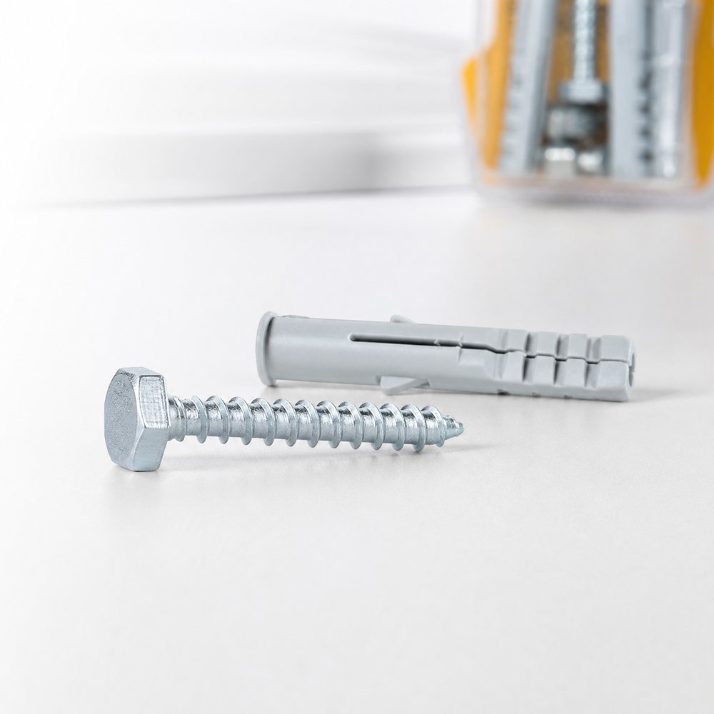 Hexagonal wood screws with expansion sleeves