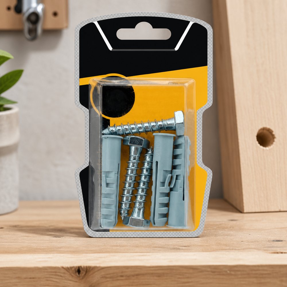 Hexagonal wood screws with expansion sleeves