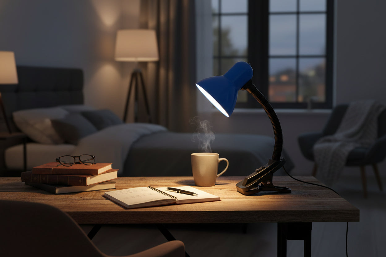 Clip-On Desk Lamp | Flexible Neck | Blue – Study and Work