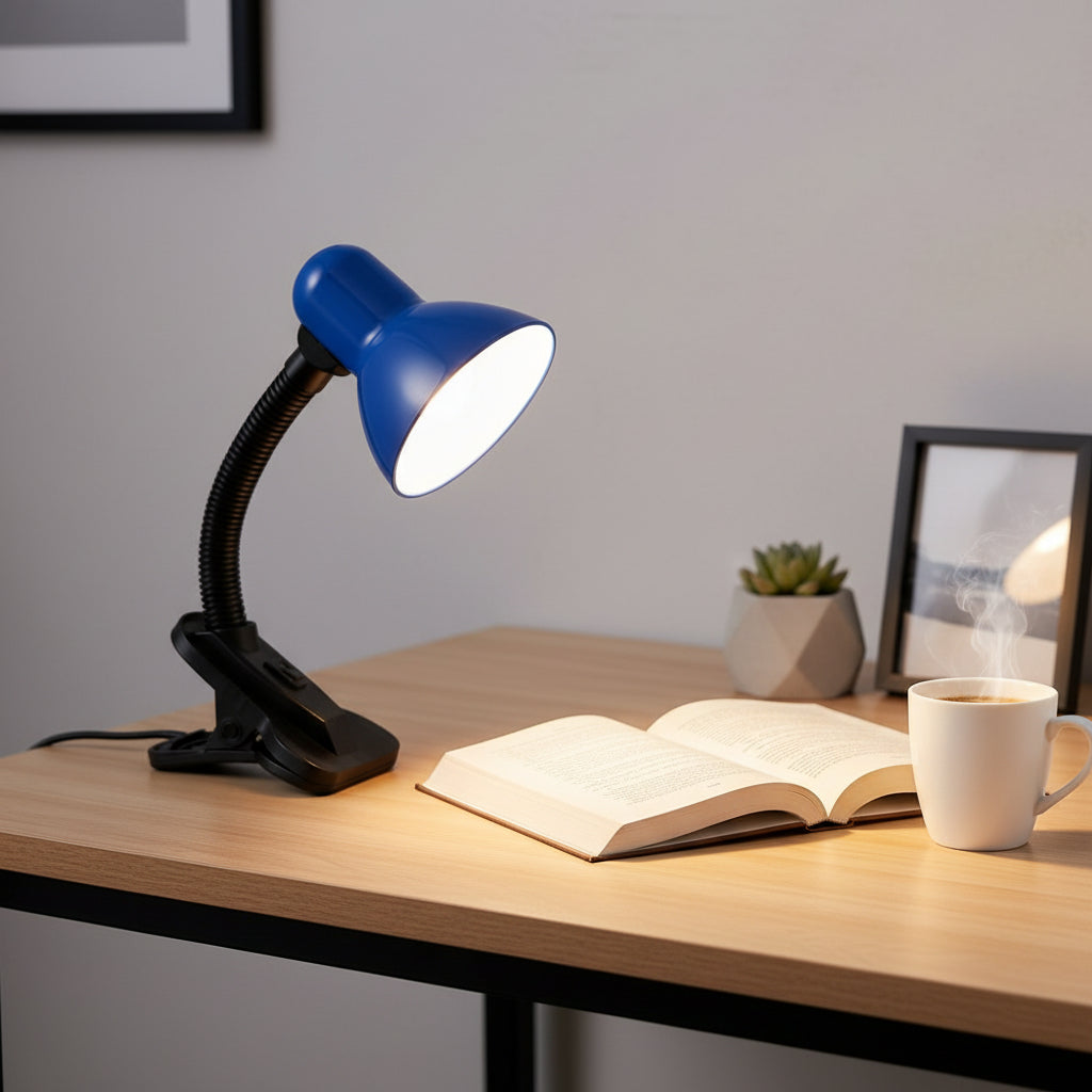 Clip-On Desk Lamp | Flexible Neck | Blue – Study and Work