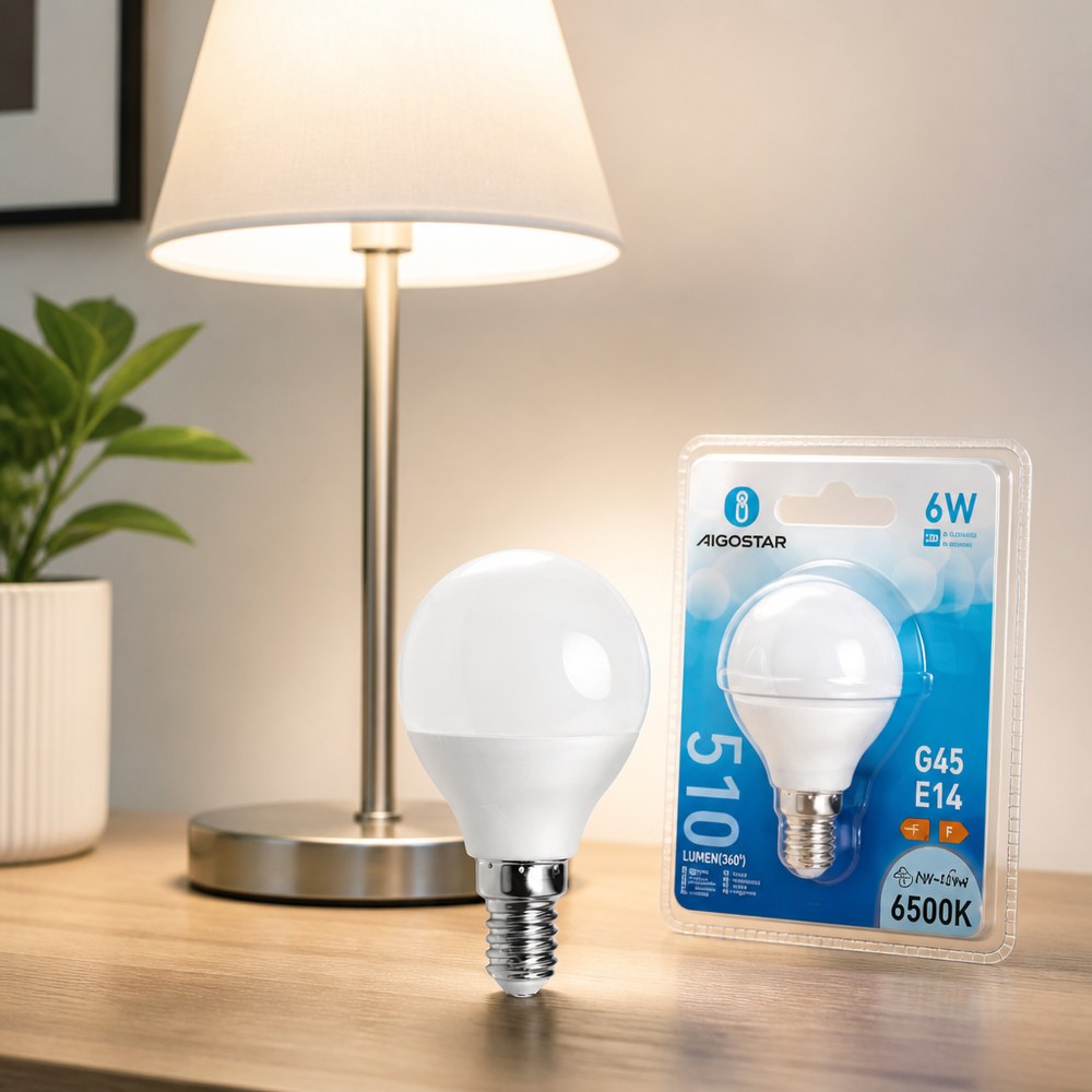 Aigostar G45 E14 6W 510lm LED-Lampe | Kaltweiß 6500K | Innenbereich