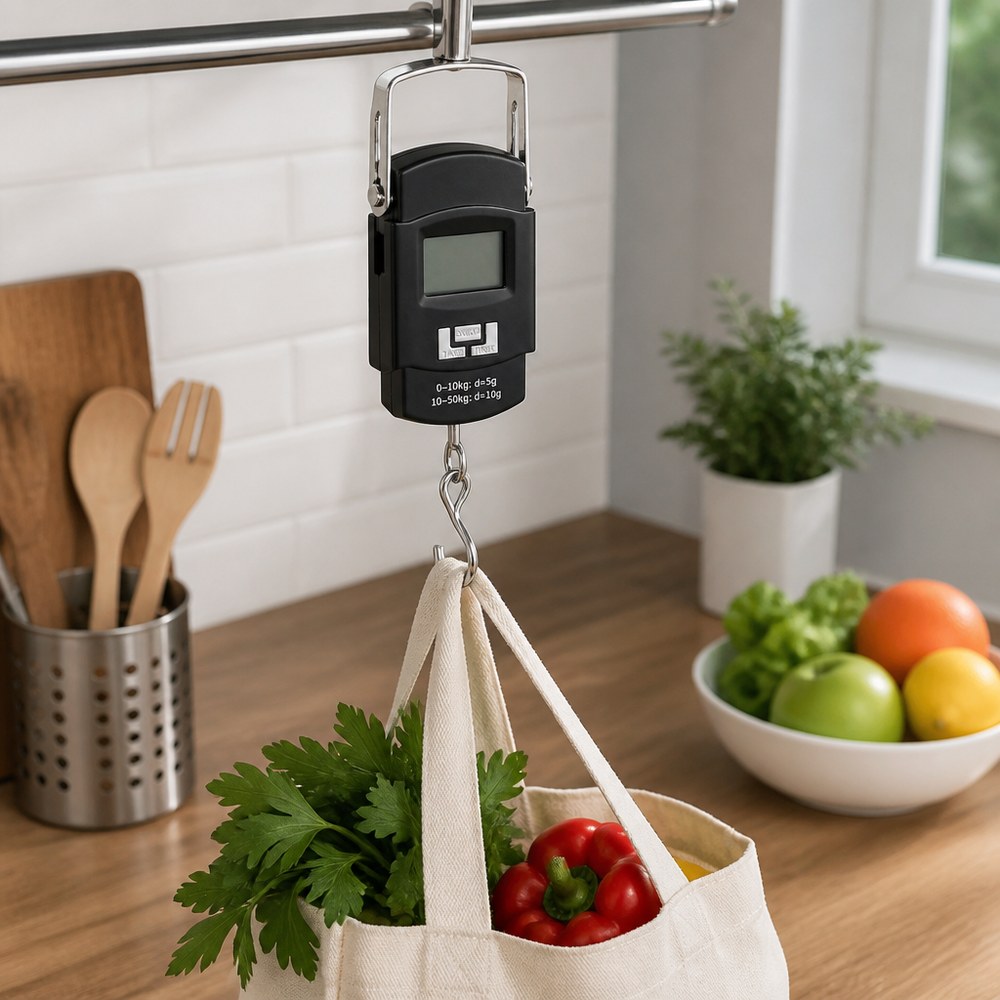 Digitale tragbare Hängewaage | 0–50 kg, Präzision 5–10 g | Angeln, Gepäck & Versand