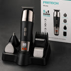 Pritech 5-in-1 Personal Care Kit | Hair, Beard and Nose | Digital Display | Home and Travel