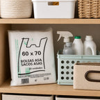 Einkaufstüten aus recyceltem Kunststoff 60x70 cm | Packung 25 Stk. | 70 % recycelt | 50 Mikron