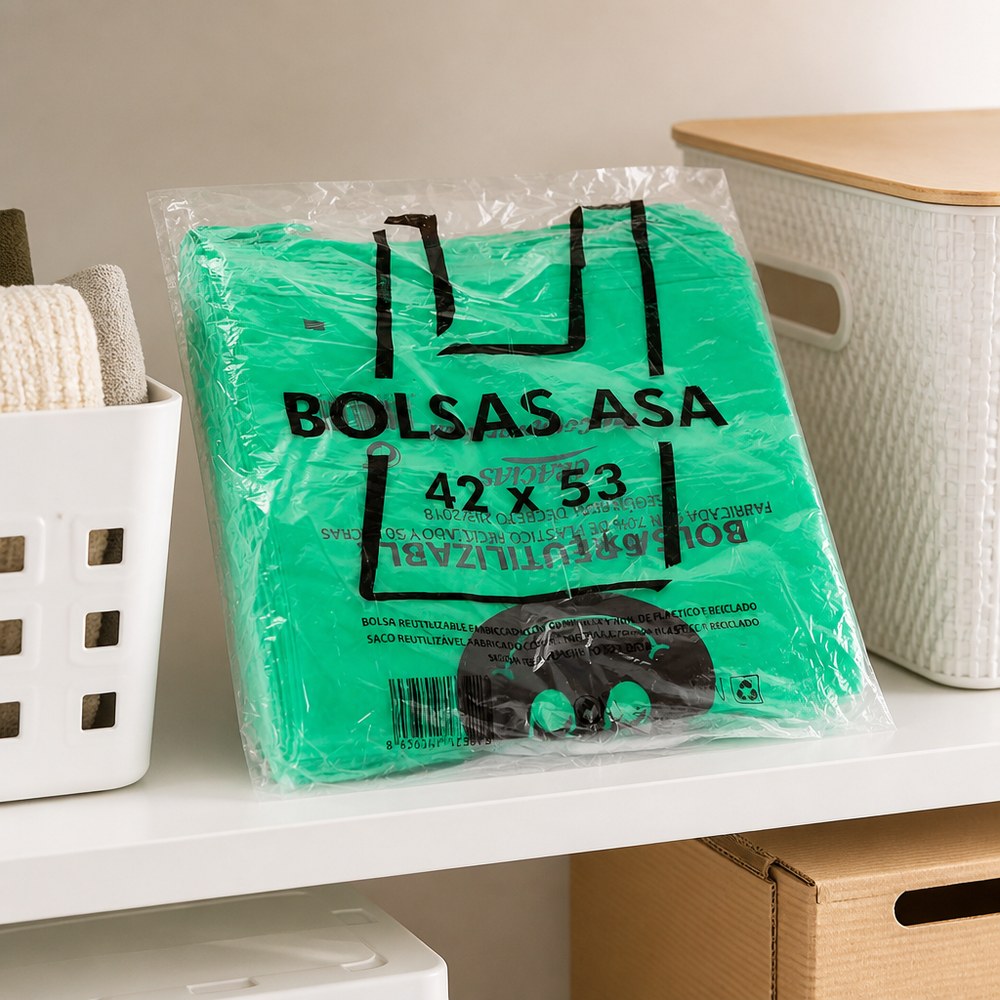 Einkaufstaschen aus recyceltem Kunststoff 42x53 cm | 70 % recycelt | Robust | Umweltfreundlich & nachhaltig