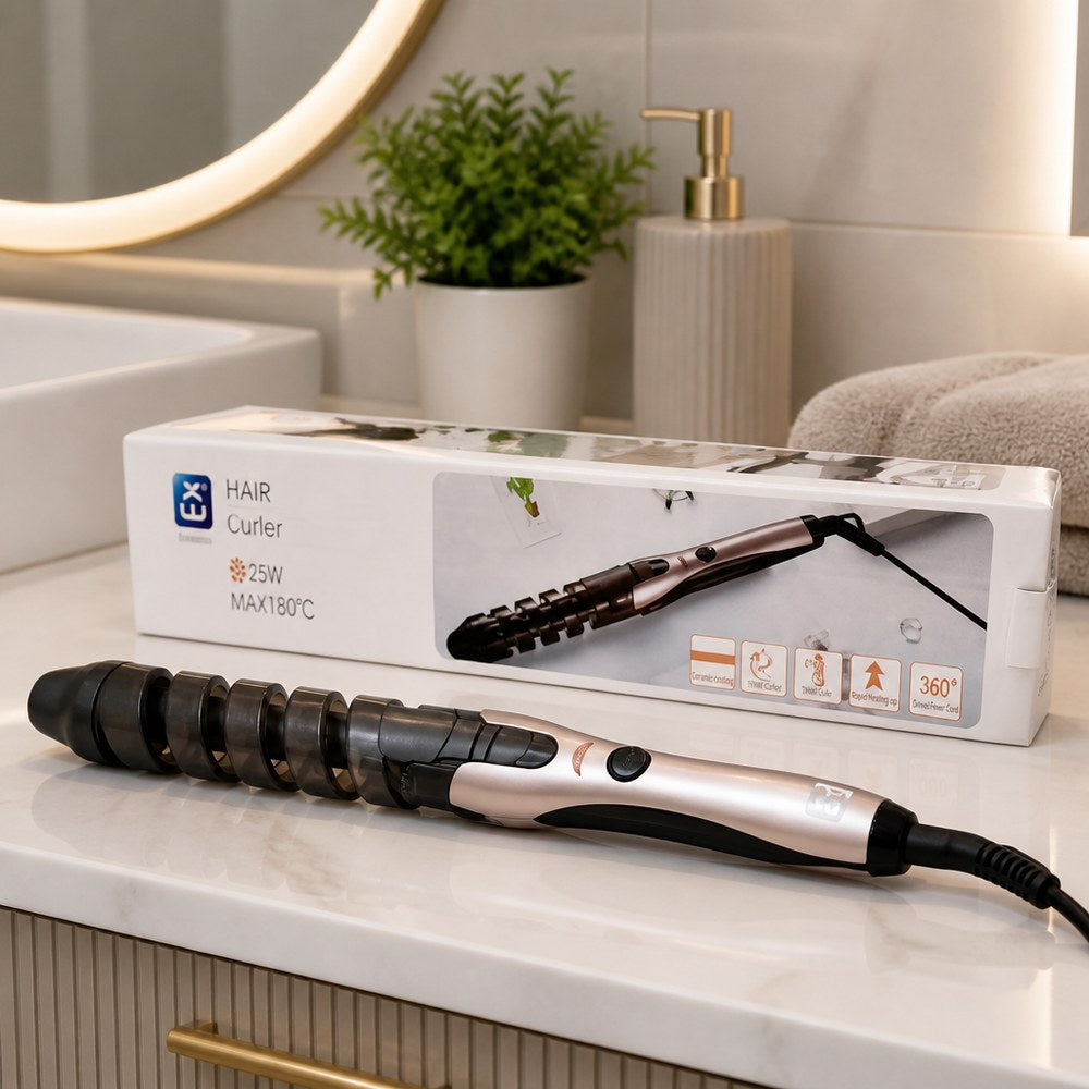 Lockenstab 25W | Bis zu 180°C | 360° drehbares Kabel | Zuhause & Reisen