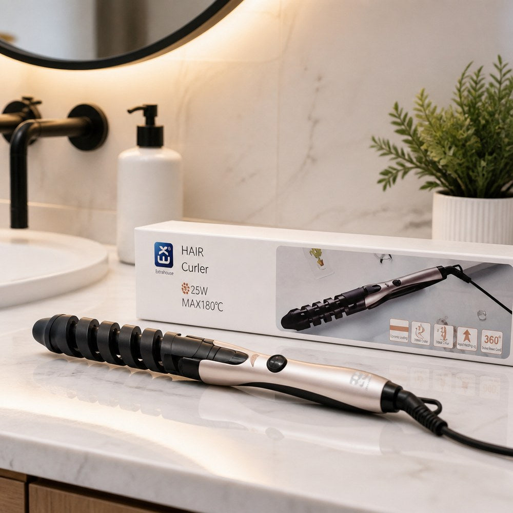 Lockenstab 25W | Bis zu 180°C | 360° drehbares Kabel | Zuhause & Reisen