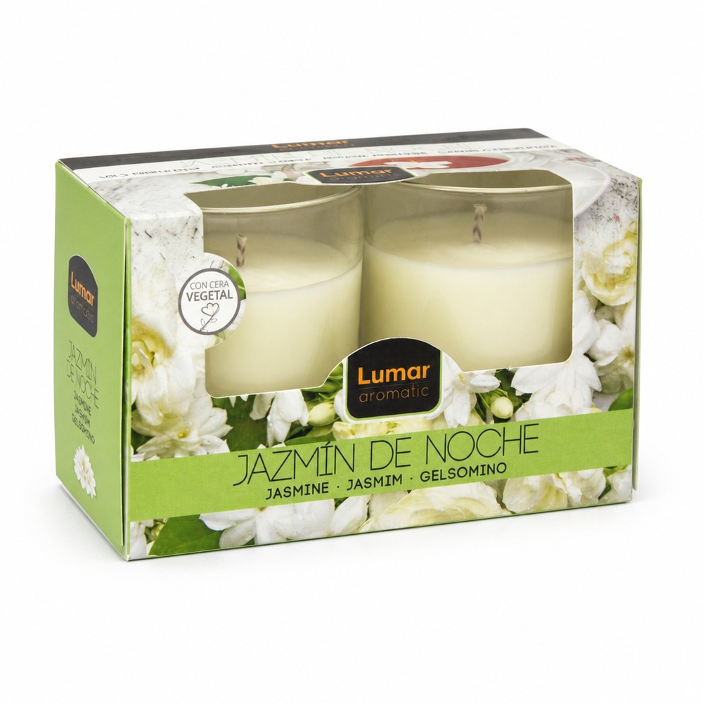 Duftkerzen im Glas Jasmin | 2er-Pack | Pflanzenwachs | Zuhause & Entspannung