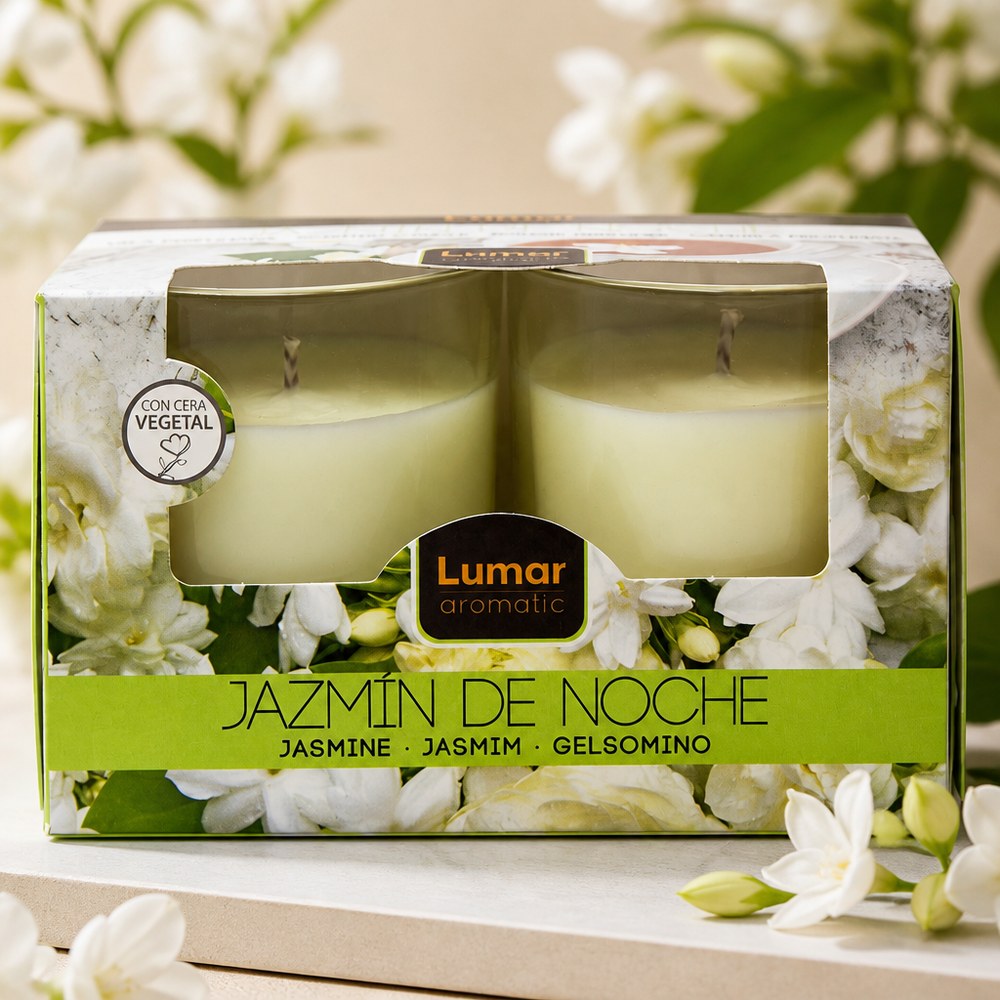 Duftkerzen im Glas Jasmin | 2er-Pack | Pflanzenwachs | Zuhause & Entspannung