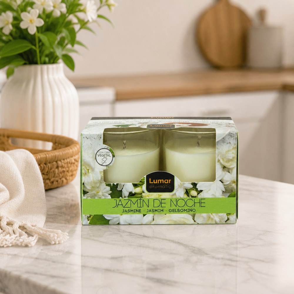 Duftkerzen im Glas Jasmin | 2er-Pack | Pflanzenwachs | Zuhause & Entspannung