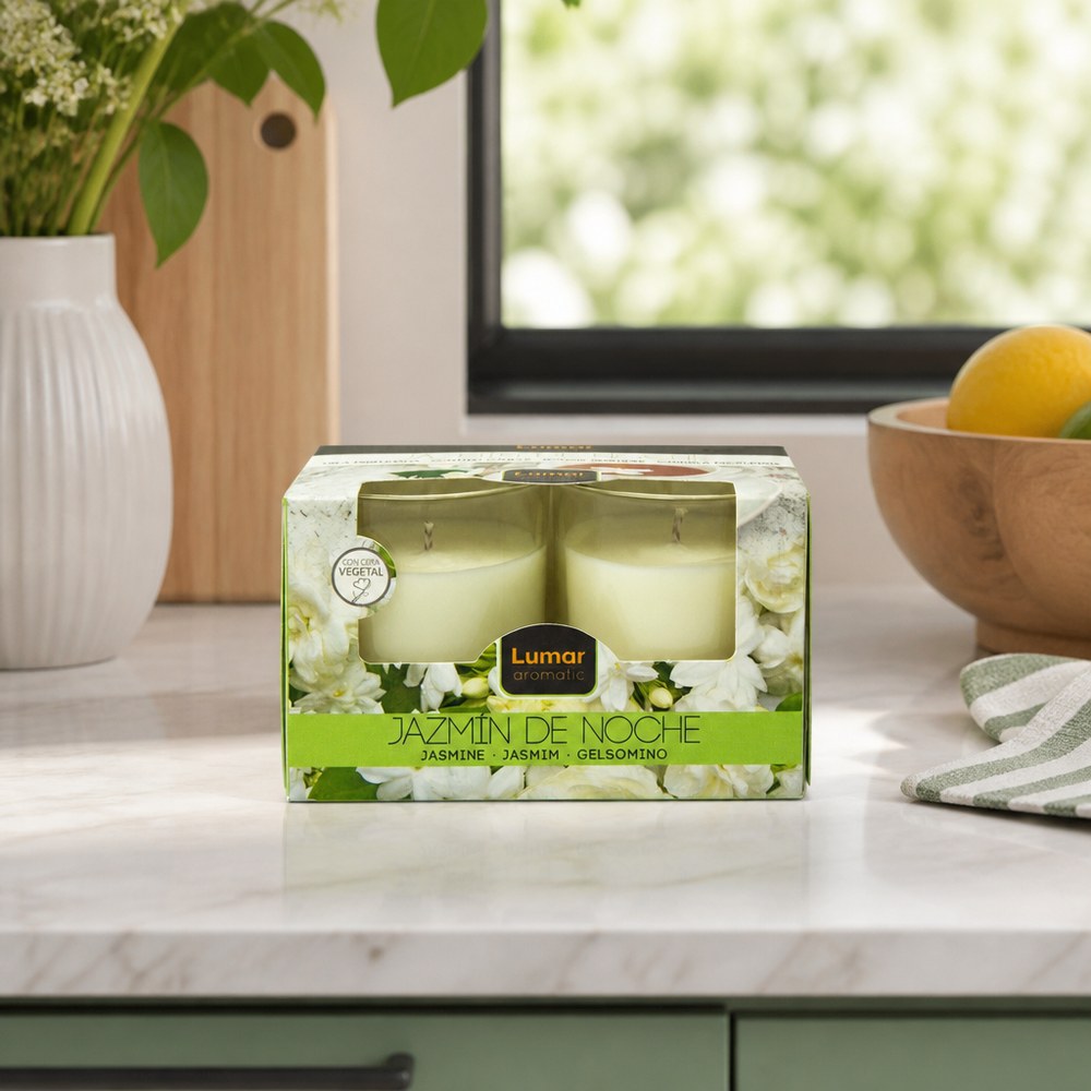 Duftkerzen im Glas Jasmin | 2er-Pack | Pflanzenwachs | Zuhause & Entspannung