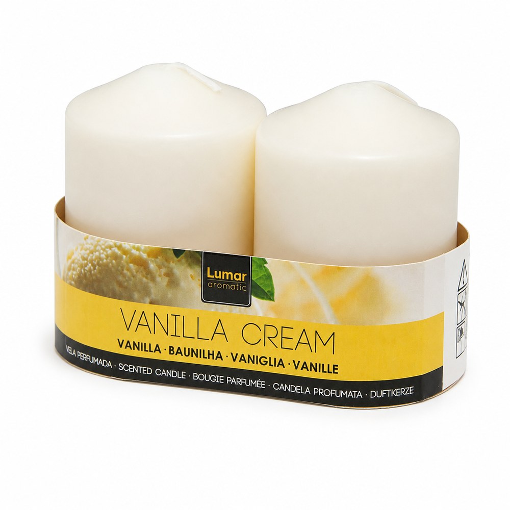 Duftkerzen von Pilar Vanille | 2er-Pack | Langsame Verbrennung | Haus & Dekoration