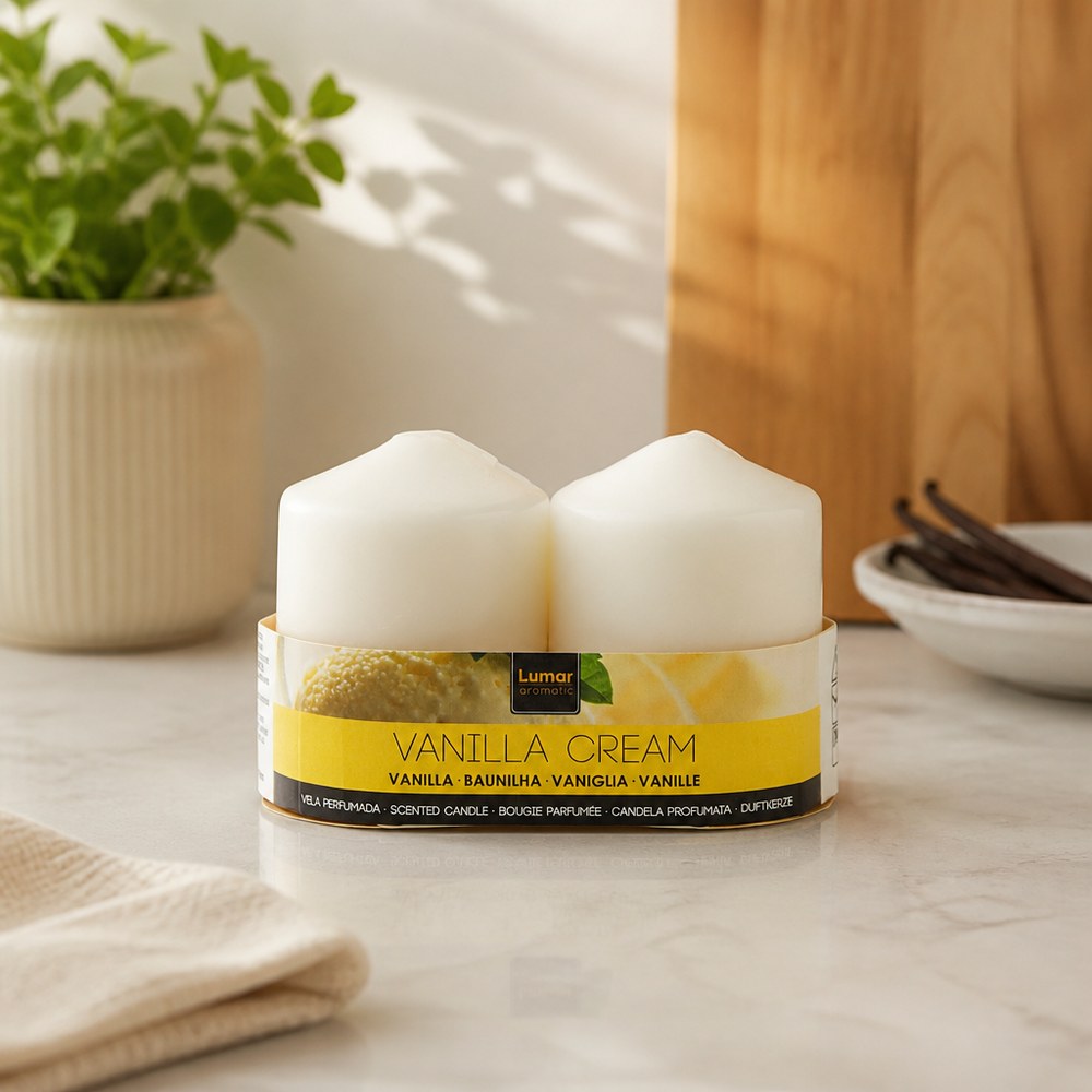 Duftkerzen von Pilar Vanille | 2er-Pack | Langsame Verbrennung | Haus & Dekoration