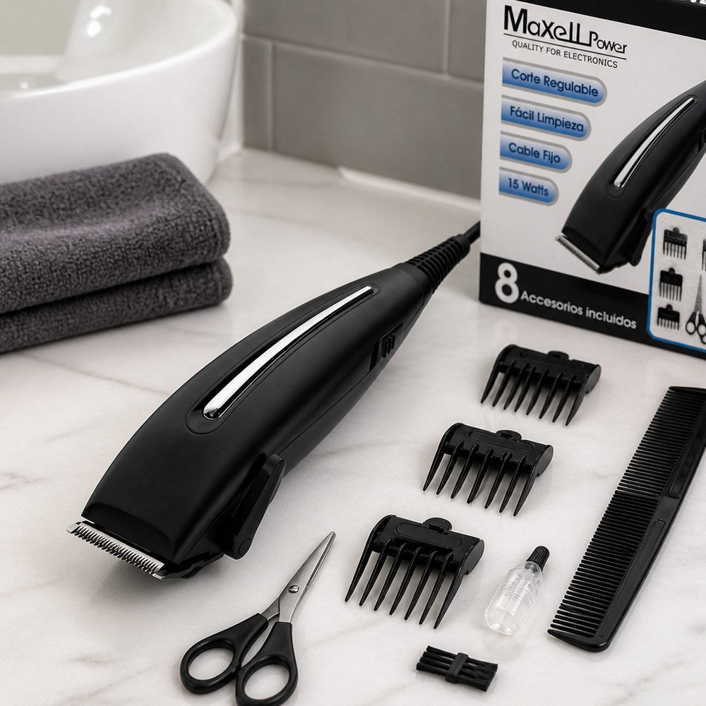 Haarschneider Maxell Power MP-HC400BL | 15 W, 8 Zubehörteile | 4 Kämme, Schere und Schmieröl