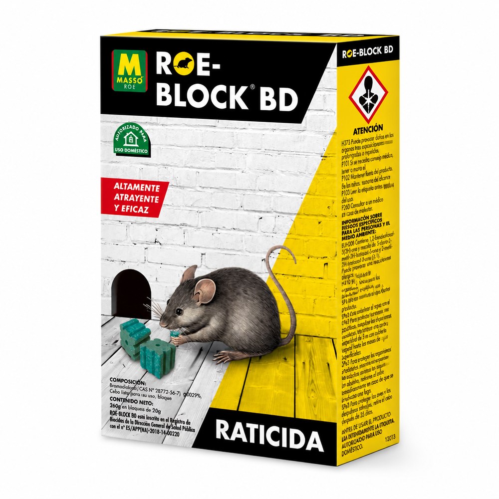 Rattenköder ROE-BLOCK BD | 260 g in 20 g Blöcken | Hohe Lockwirkung | Für Haus & Gewerbe