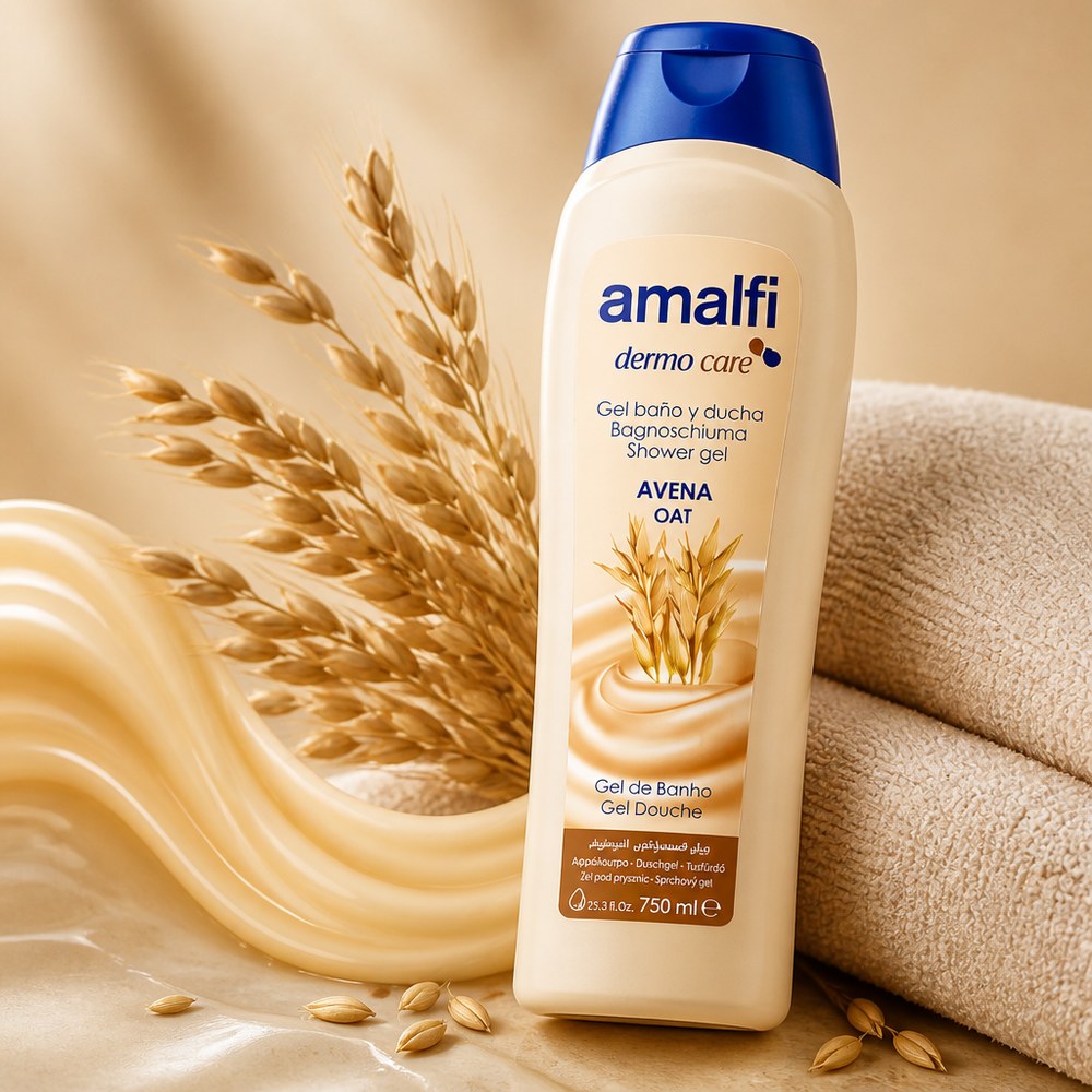 Amalfi Oat Shower Gel | 750 ml | Natural Oat Extract | Moisturizing | Sensitive Skin