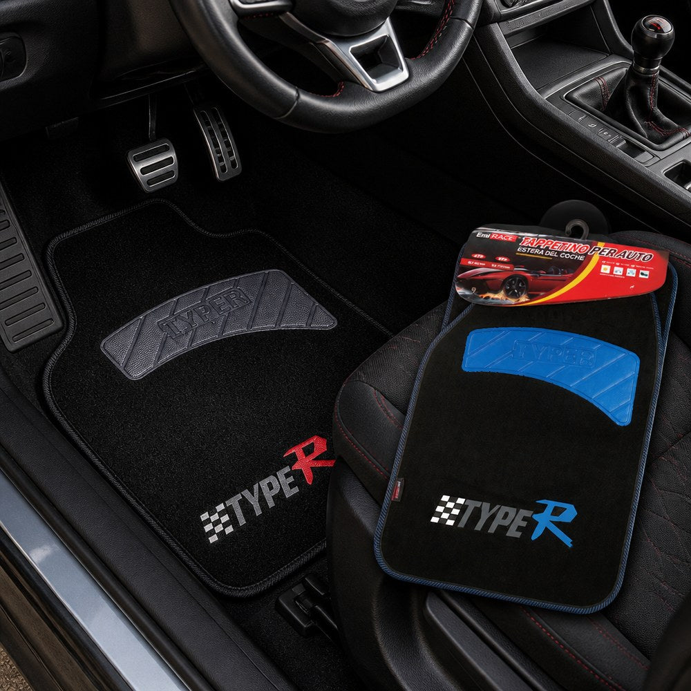 TYPER Car Floor Mats | 2-Piece Pack | 69x45 cm and 43x30 cm | Sporty Design