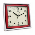 Red Square Wall Clock | Clear Dial | Easy to Read | Living Room and Office