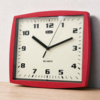 Red Square Wall Clock | Clear Dial | Easy to Read | Living Room and Office