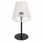 Moderne Designer-Tischlampe | Schwarzer Sockel und Weißer Schirm | Warmes Licht | Wohnzimmer