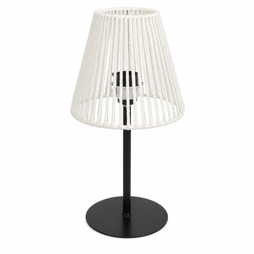 Moderne Designer-Tischlampe | Schwarzer Sockel und Weißer Schirm | Warmes Licht | Wohnzimmer