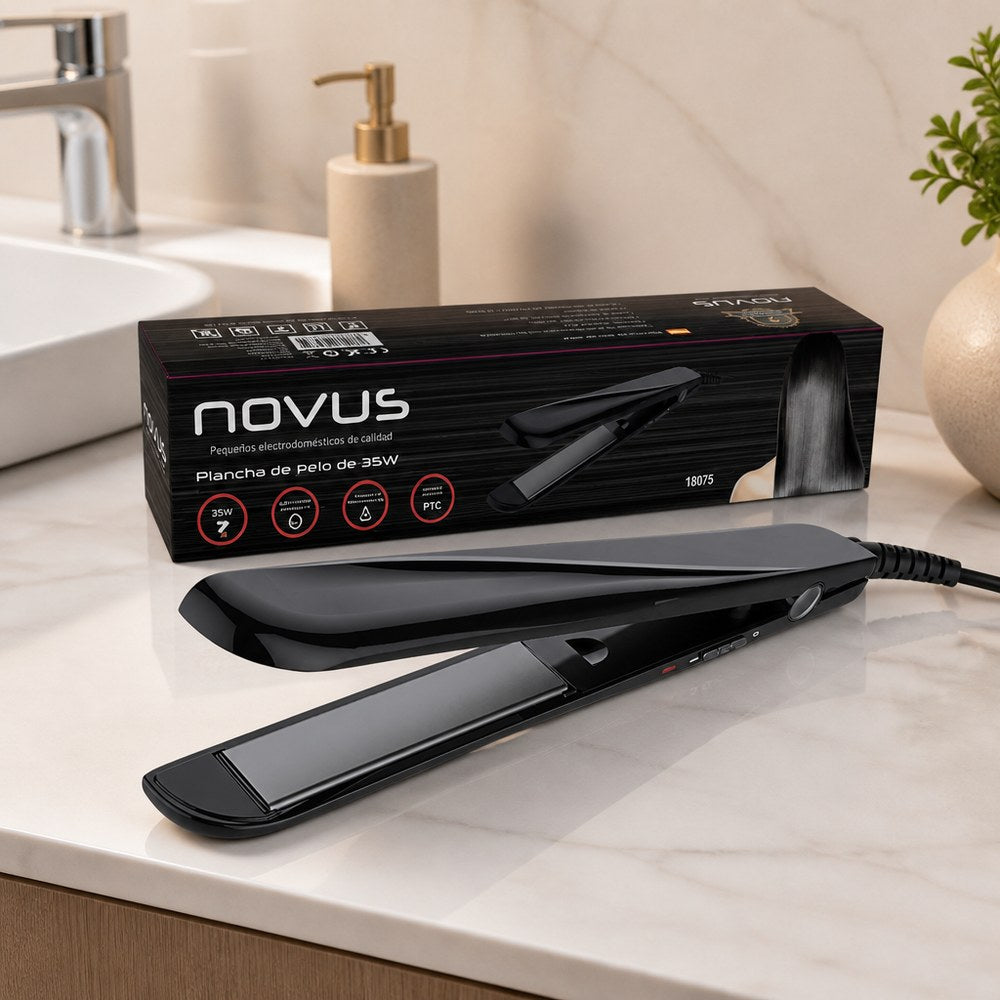 Novus 35W Haarglätter | PTC-Technologie Schnelles Aufheizen | Kompakt für Reisen