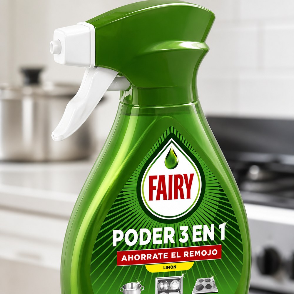 Fairy Power Spray 3-in-1 Zitrone | Spült, Reinigt und Entfettet | Küche und Geschirr