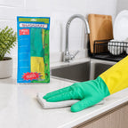 Bicolor-Reinigungshandschuhe Größe L | Rutschfest | Flexibel und Widerstandsfähig