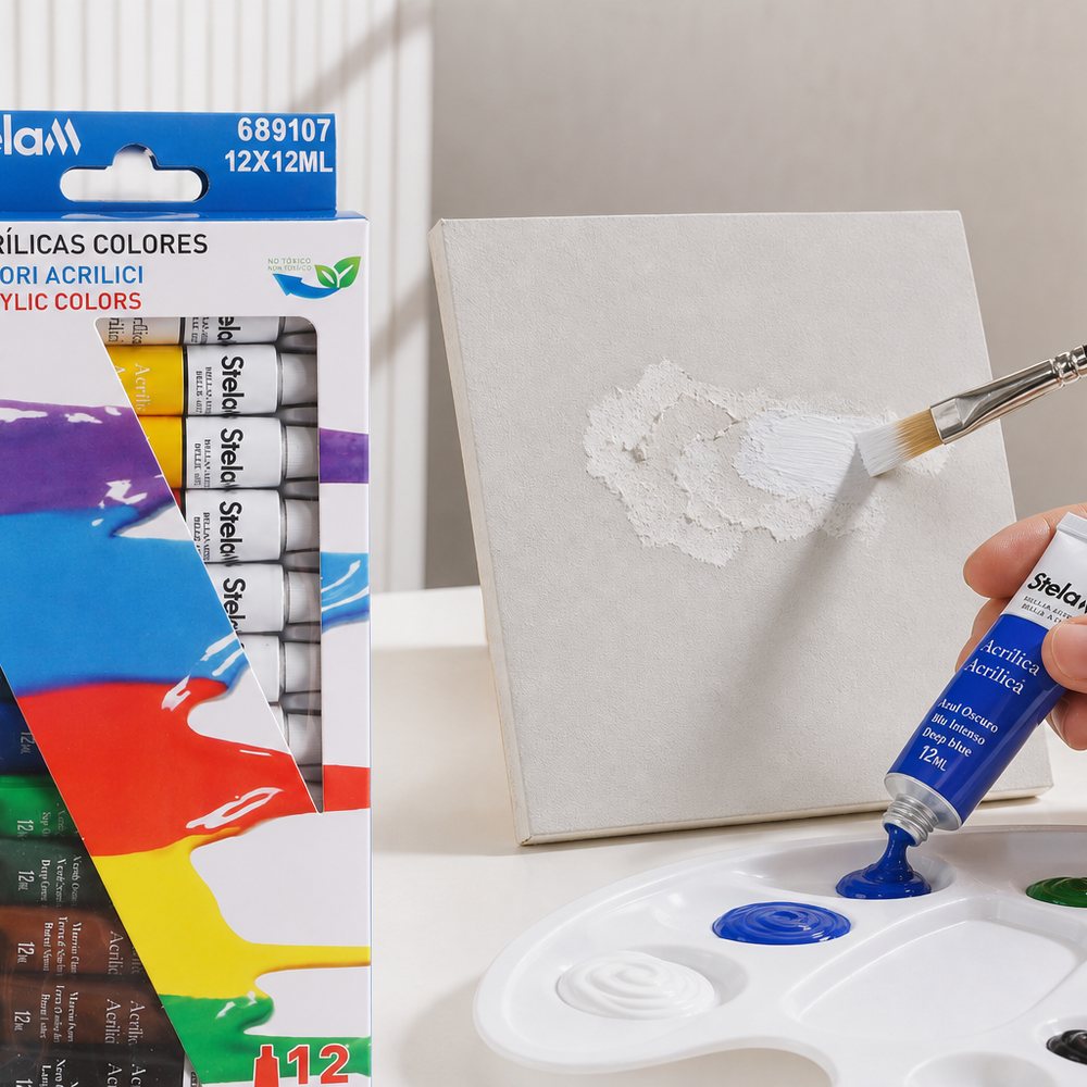 Set mit 12 Acrylfarben-Tuben 12 ml