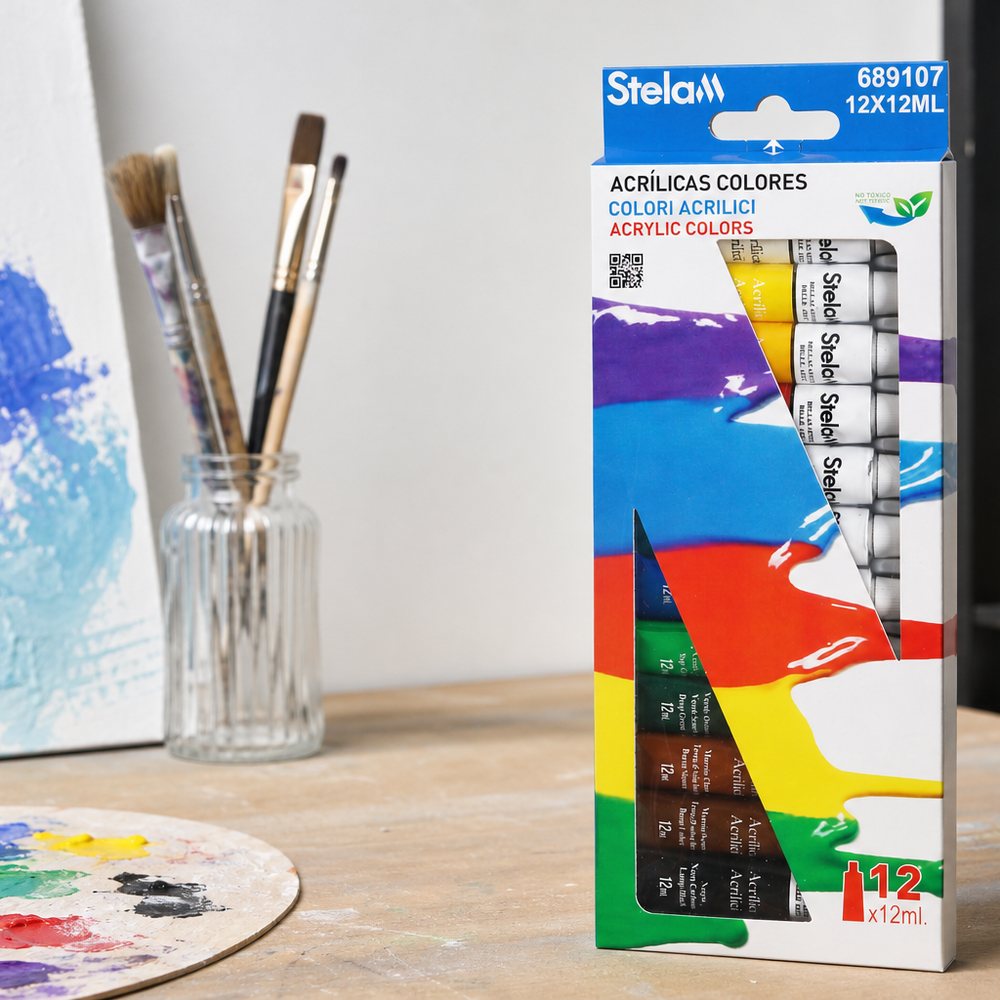 Set mit 12 Acrylfarben-Tuben 12 ml