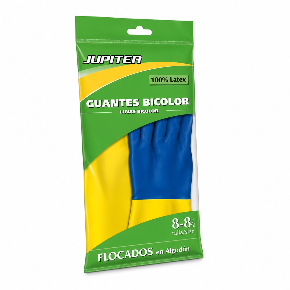 Bicolor Jupiter Reinigungshandschuhe | 100% Latex | Größe 8-8½ | Haushalt & Beruf