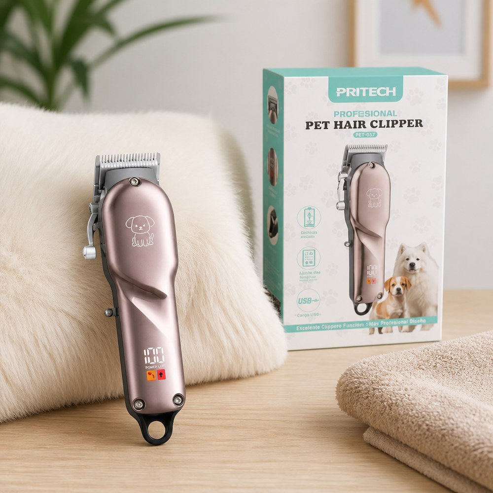 PRITECH PET-057 Tierhaarschneider | 1600mAh Akku | LED-Anzeige | USB-Ladefunktion