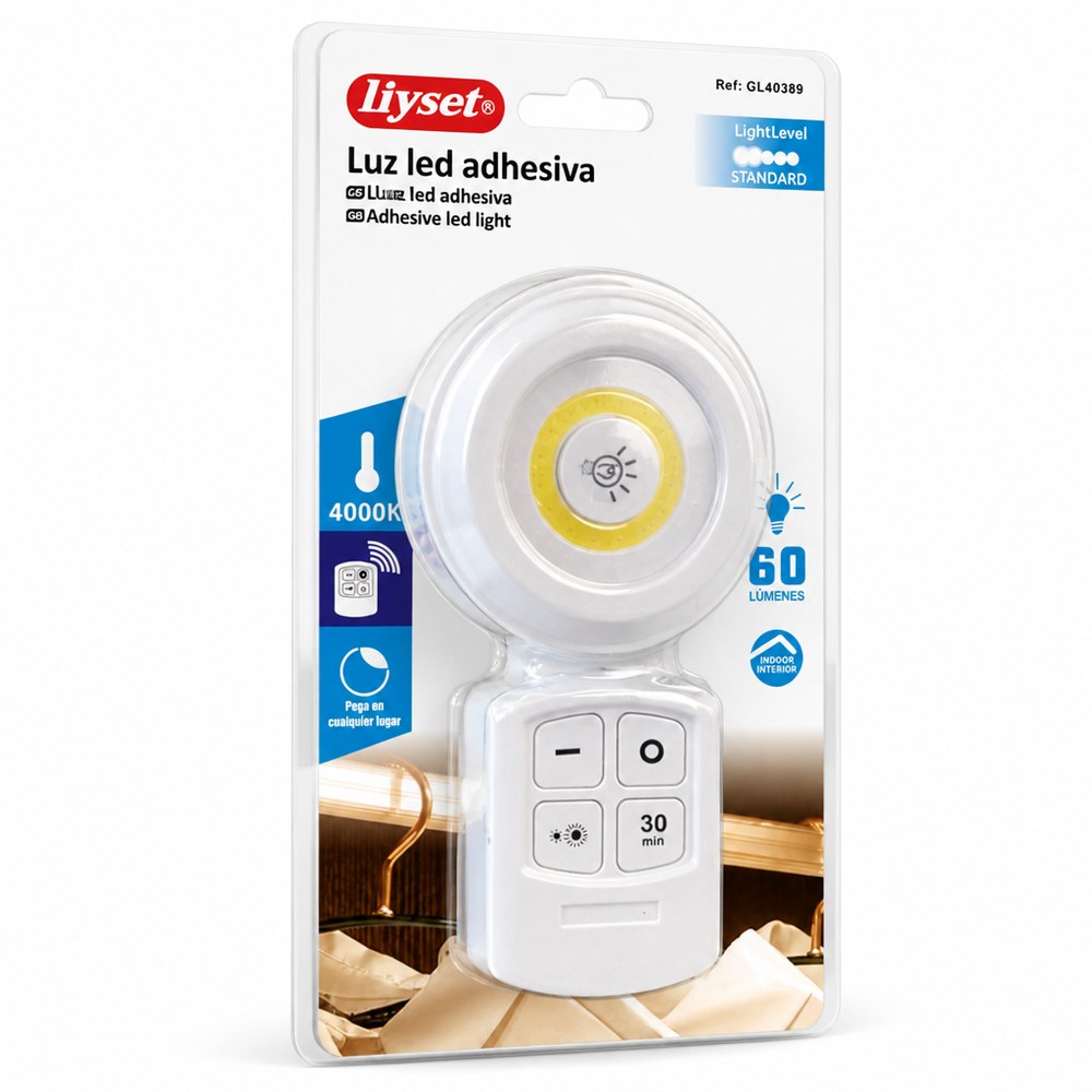 LED-Klebeleuchte 60 Lumen | 4000K | Fernbedienung und 30-Minuten-Timer