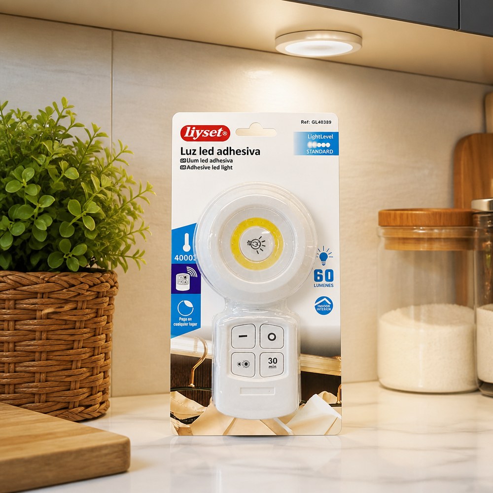 LED-Klebeleuchte 60 Lumen | 4000K | Fernbedienung und 30-Minuten-Timer